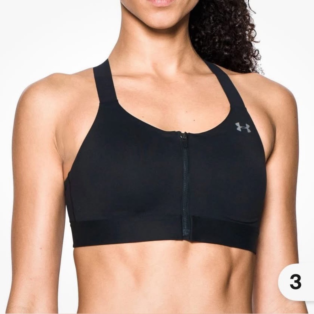 Under Armour Women's High Impact Front Zip Sports Bra Black 38D